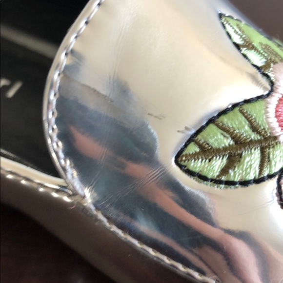 Metallic Silver Loafers with Floral Embroidery - Picture 8 of 8